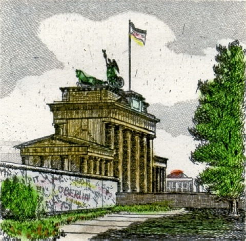 Berlin, Brandenburger Tor mit Mauerstreifen