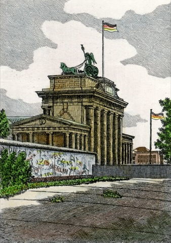 Berlin, Brandenburger Tor mit Mauerstreifen