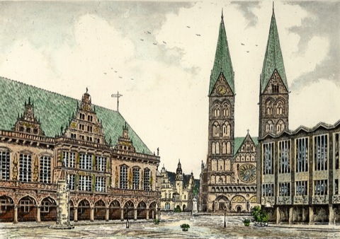 Bremen, Rathaus mit Dom