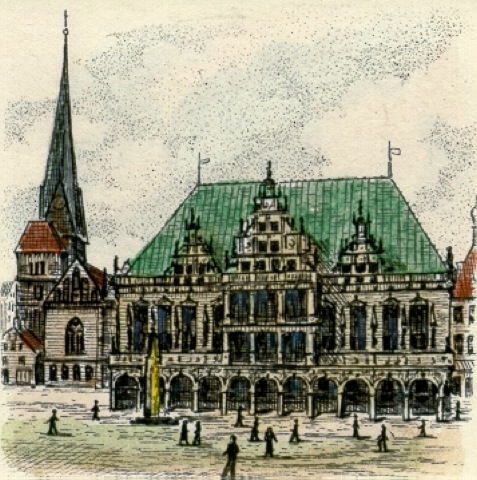 Bremen, Rathaus mit Kirche