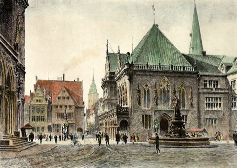 Bremen, Rathaus mit Roland