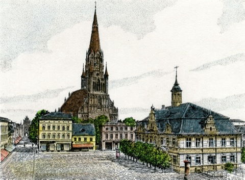 Demmin, Rathaus mit Kirche