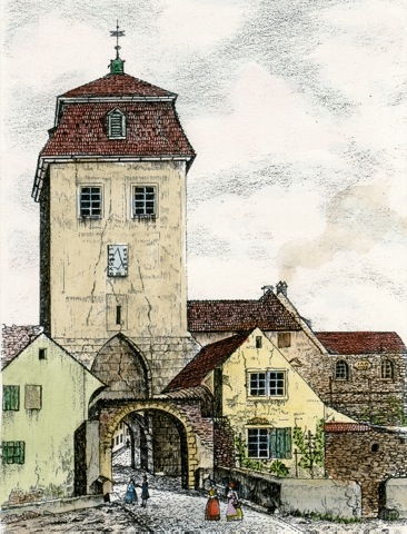 Großenhain, Dresdner Tor um 1834