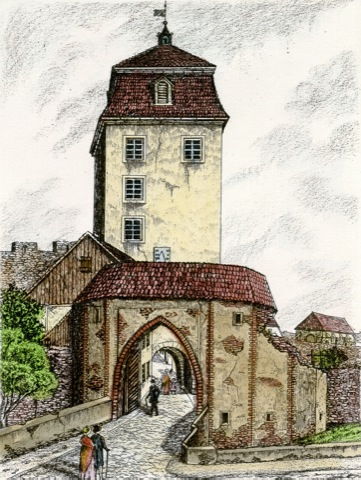 Großenhain, Meissner Tor um 1834