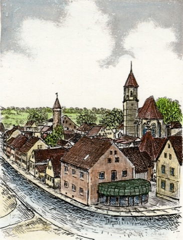 Gunzenhausen, Stadtansicht mit Kirche