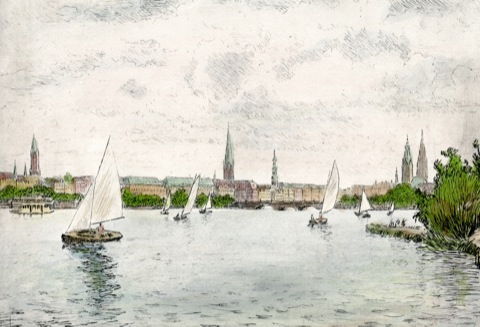 Hamburg, Binnenalster mit Jungfernstieg