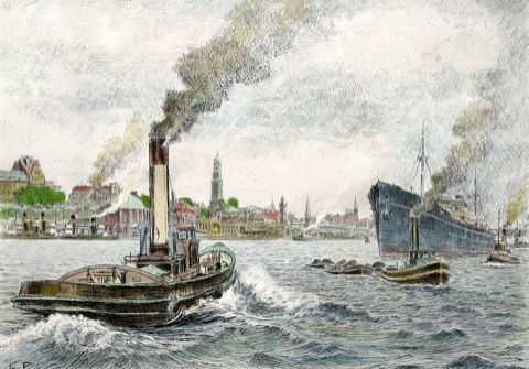 Hamburg, Hafen mit St. Pauli Landungsbrücken