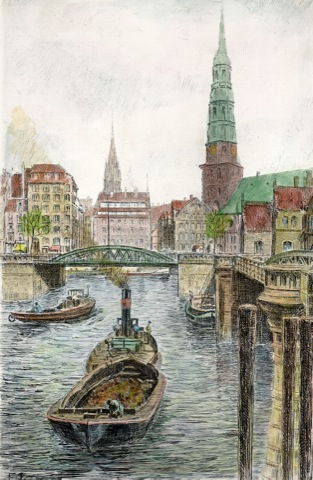 Hamburg, Zollkanal mit St. Katharinen