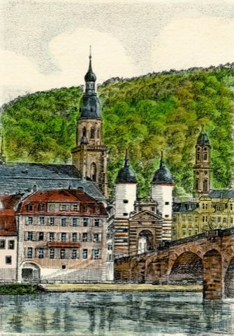 Heidelberg, Brückentürme mit Heiliggeistkirche