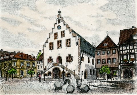 Karlstadt, Marktplatz mit Brunnen