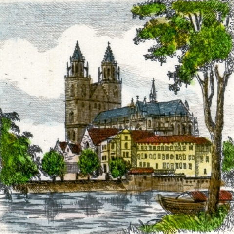 Magdeburg, Dom mit Bäume