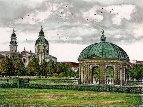 München, Hofgarten mit Tempel