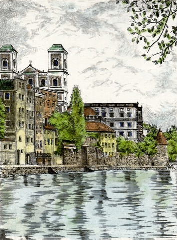 Passau, Jesuitenkirche mit Scheiblingsturm