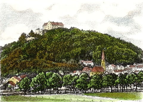 Riedenburg, Stadtansicht mit Burg