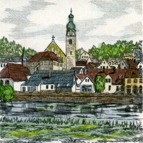 Schwandorf, Stadt mit Kirche