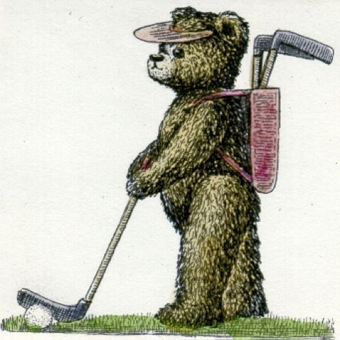 Teddy mit Golfschläger