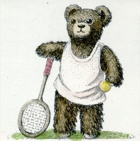 Teddy mit Tennisschläger