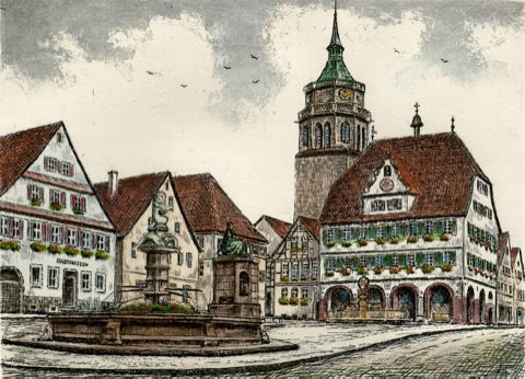 Weil der Stadt, Marktplatz mit Stadtkirche