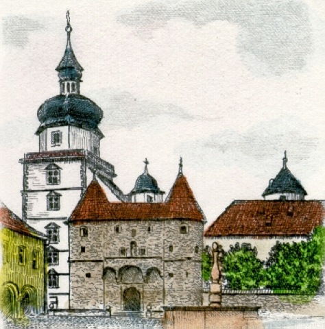 Würzburg, Scherenbergtor und Kiliansturm