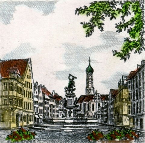 Augsburg, Ulrich mit Herkulesbrunnen