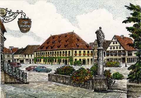 Lichtenfels, Marktplatz mit Rathaus