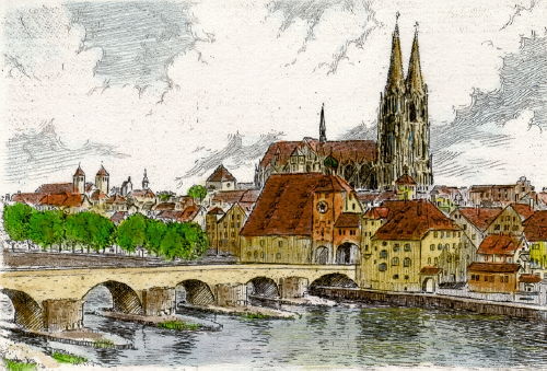 Regensburg, Partie an der Donau