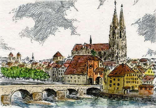 Regensburg, Partie an der Donau