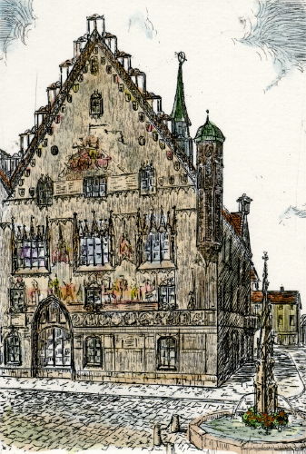 Ulm, Rathaus mit Syrlinbrunnen