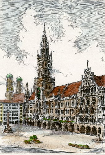 München, Marienplatz mit Rathaus