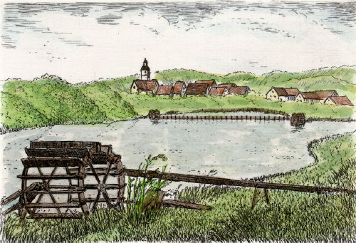 Erlangen, Wasserräder a.d. Regnitz