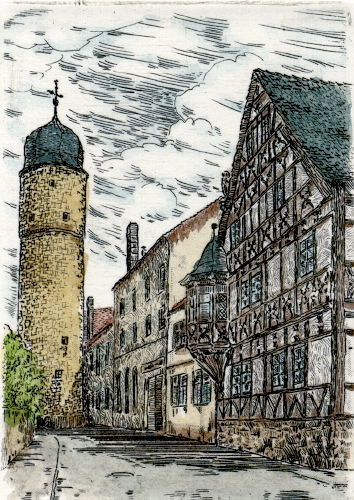 Gerolzhofen, Teutschhaus mit Weißen Turm