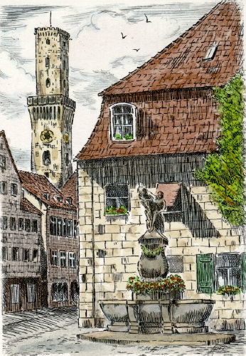 Fürth, Rathaus mit Jugendbrunnen