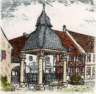 Höchstadt, Marktplatz m. Brunnen