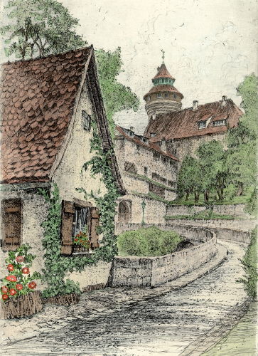 Nürnberg, Vestnertor mit Burgeingang