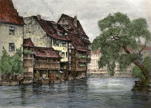 Nürnberg, Alte Häuser an der Pegnitz