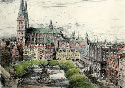 Lübeck, Marienkirche mit Rathaus