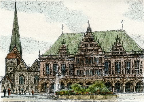 Bremen, Rathaus mit Katharinenkirche