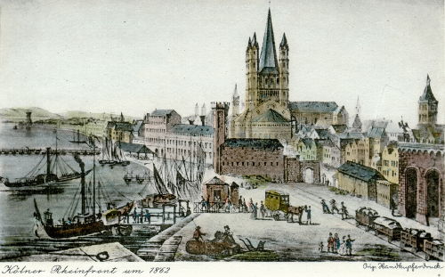 Köln, Rheinfront um 1862