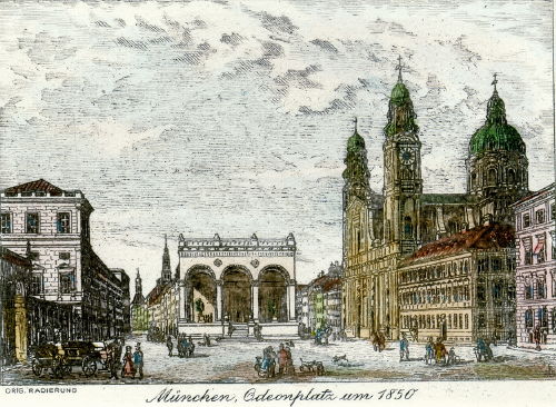 München, Odeonplatz um 1850