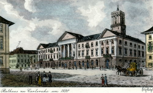 Karlsruhe, Rathaus um 1830