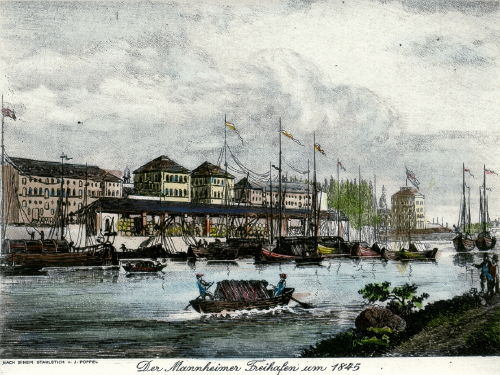 Mannheim, Freihafen um 1845