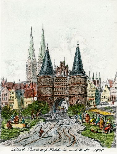 Lübeck, Holstentor um 1876