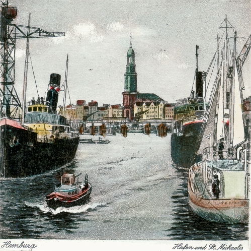 Hamburg, Hafen mit St. Michaelis
