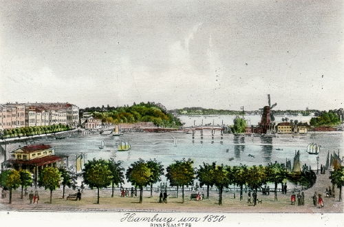 Hamburg, Binnenalster um 1850