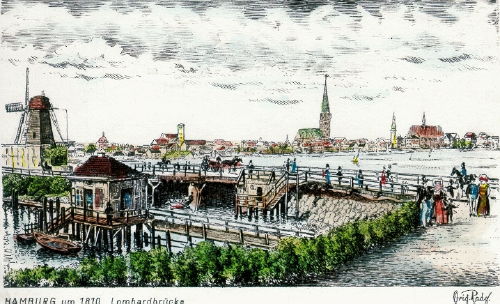 Hamburg, Lombardbrücke um 1810