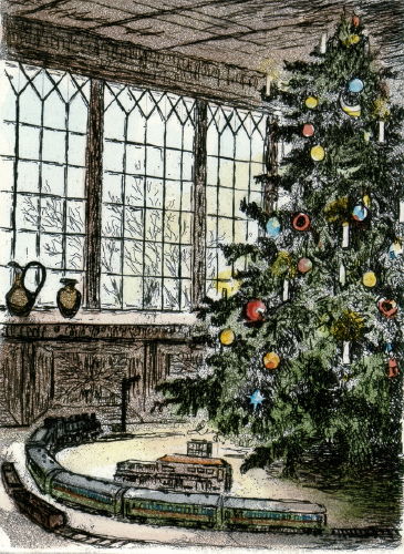Weihnachtsbaum mit Eisenbahn
