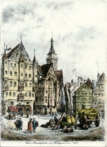 Stuttgart, Marktplatz um 1850