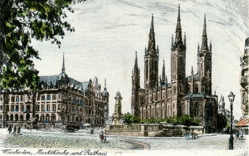 Wiesbaden, Marktkirche u. Rathaus