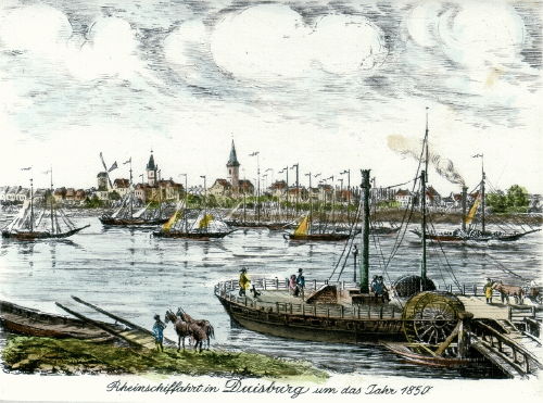 Duisburg, Rheinschiffahrt um 1850