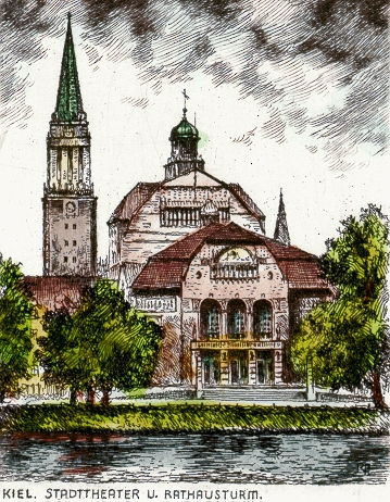 Kiel, Stadttheater und Rathausturm